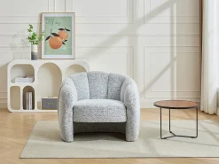 Poltrona|Vente-unique Poltrona concha em tecido de chenille cor cinza DELIPO Cinzento