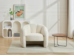 Poltrona*Vente-unique Poltrona concha em tecido chenille cor DELIPO Bege