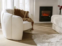 Poltrona*Vente-unique Poltrona concha em tecido chenille cor DELIPO Bege