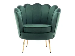 Clearance Vente-unique Poltrona concha em veludo verde abeto estilo art déco DANDELION Verde pinho
