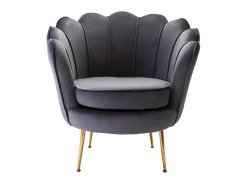 Poltrona*Vente-unique Poltrona concha em veludo antracite pés dourados DANDELION Cinza antracite