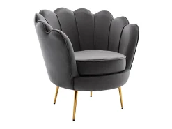 Poltrona*Vente-unique Poltrona concha em veludo antracite pés dourados DANDELION Cinza antracite