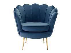 Hot Vente-unique Poltrona concha em veludo azul-escuro pés dourados DANDELION Azul escuro