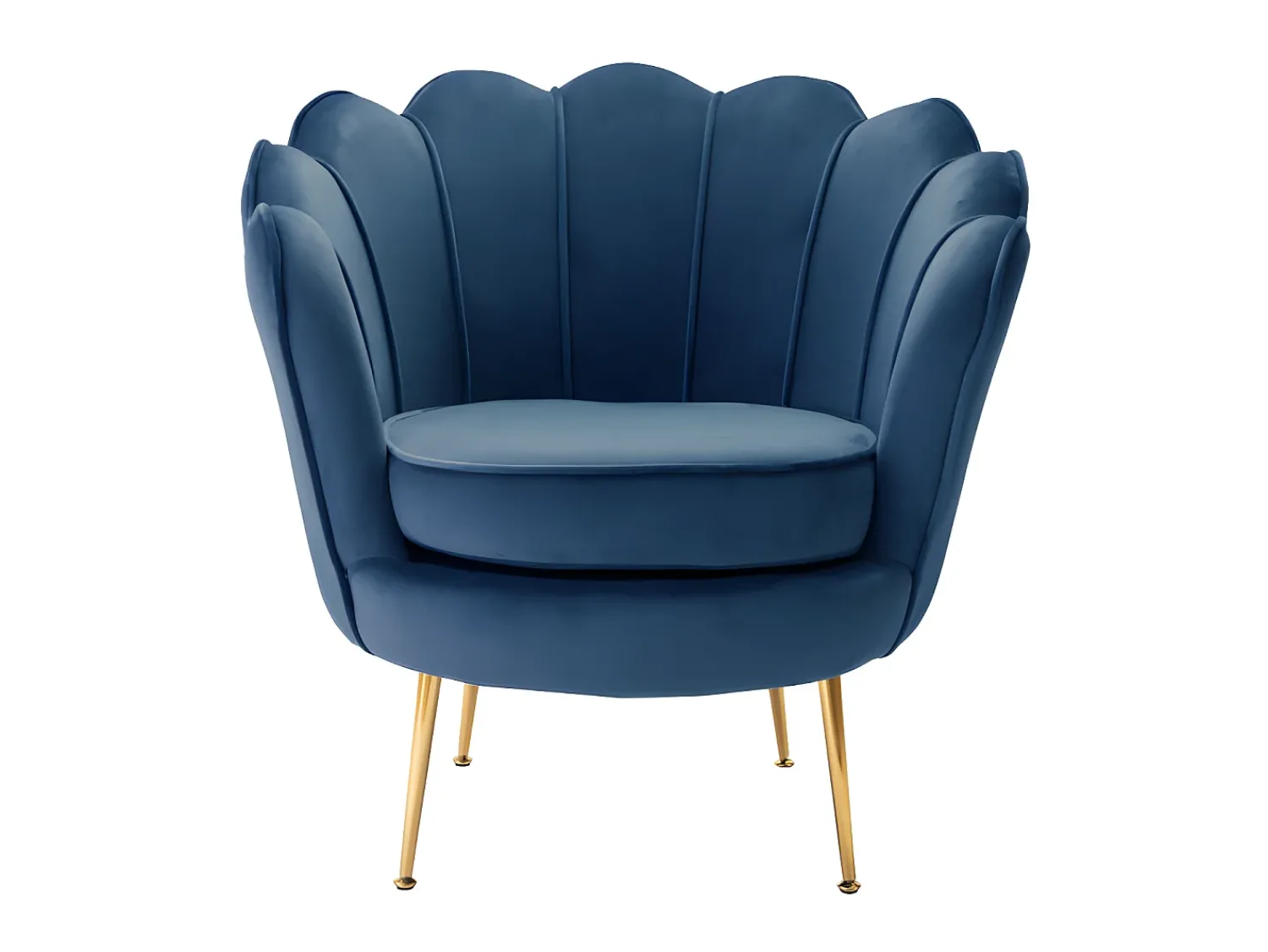 Hot Vente-unique Poltrona concha em veludo azul-escuro pés dourados DANDELION Azul escuro