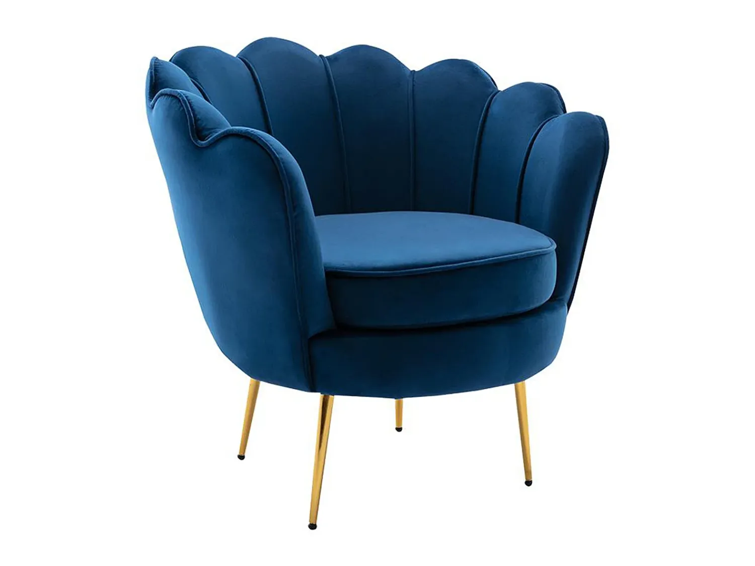 Hot Vente-unique Poltrona concha em veludo azul-escuro pés dourados DANDELION Azul escuro