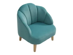 Vente-unique Poltrona concha para criança em veludo azul com base efeito madeira COBACA^ Poltrona