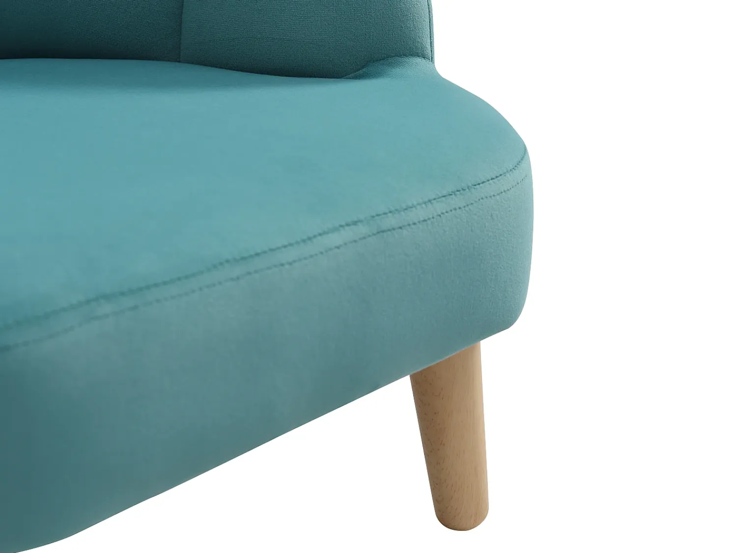 Vente-unique Poltrona concha para criança em veludo azul com base efeito madeira COBACA^ Poltrona