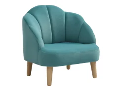 Vente-unique Poltrona concha para criança em veludo azul com base efeito madeira COBACA^ Poltrona