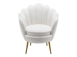 Poltrona|Vente-unique Poltrona concha tecido bouclé pés em metal LALEA Branco