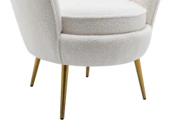 Poltrona|Vente-unique Poltrona concha tecido bouclé pés em metal LALEA Branco