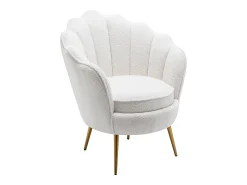 Poltrona|Vente-unique Poltrona concha tecido bouclé pés em metal LALEA Branco