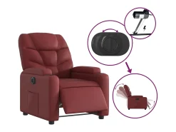 Poltrona Confortável | Poltrona reclinável elétrica couro artificial tinto SHL443400 Vermelho
