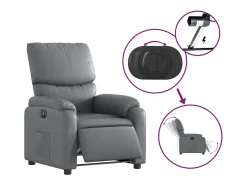 Poltrona Confortável | Poltrona reclinável elétrica couro artificial SHL965222 Cinzento