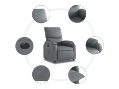 Poltrona Confortável | Poltrona reclinável elétrica couro artificial SHL965222 Cinzento