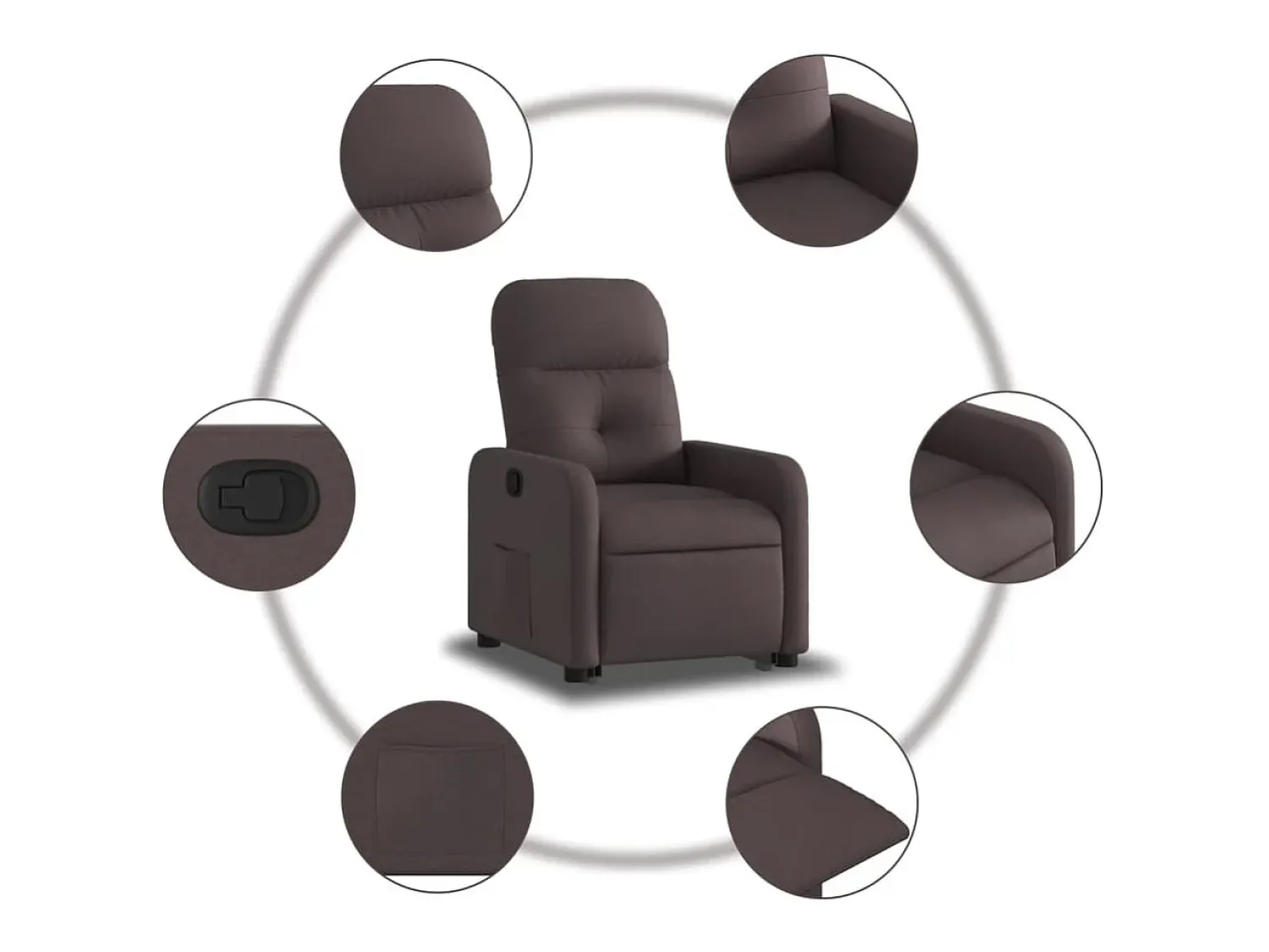 Poltrona| Poltrona Confortável | Poltrona reclinável elevatória tecido -escuro SHL348345 Castanho