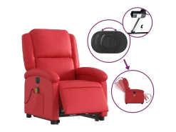 Best Poltrona Confortável | Poltrona reclinável elevatória elétrica couro artif. SHL716017 Vermelho