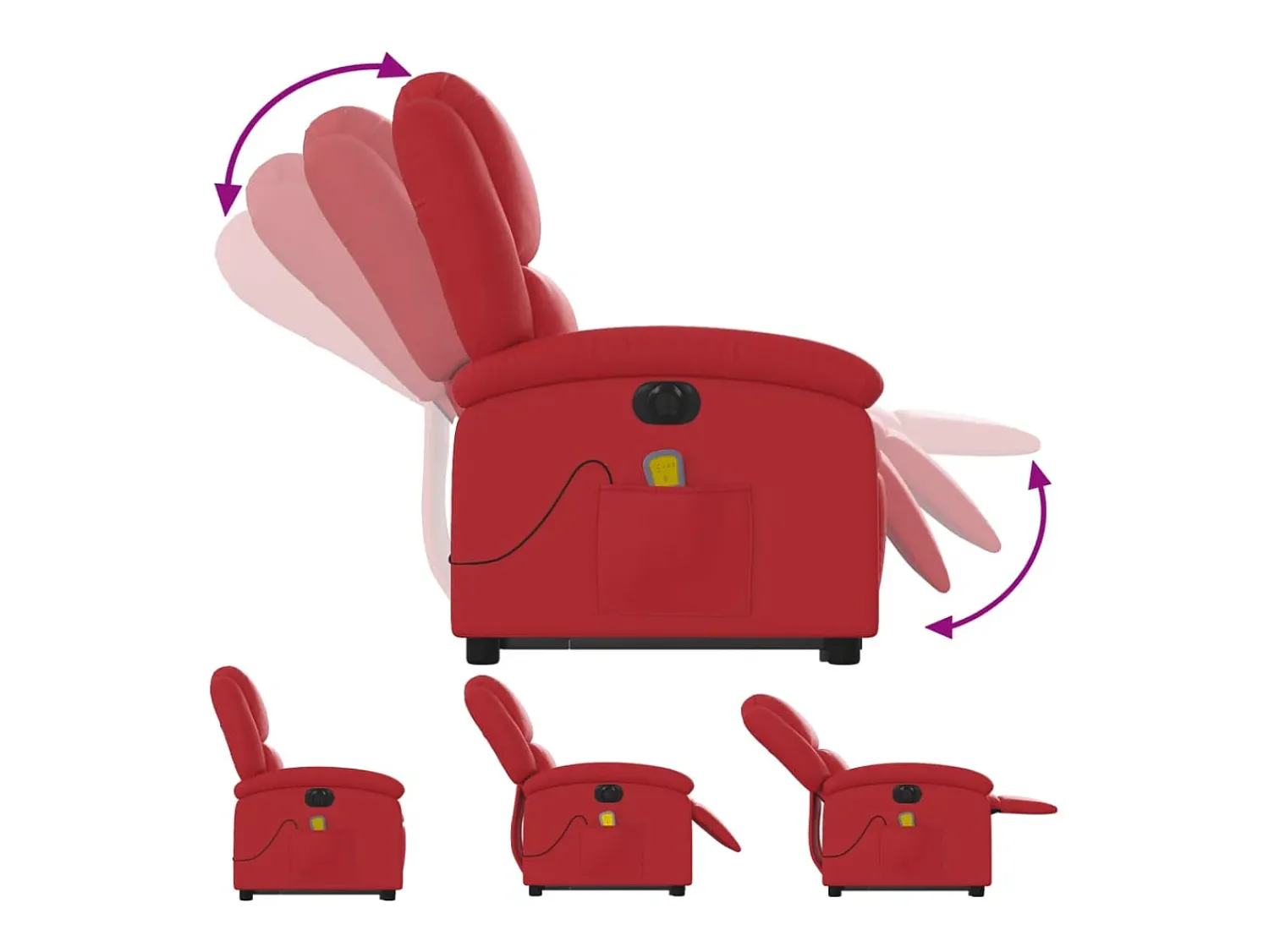 Best Poltrona Confortável | Poltrona reclinável elevatória elétrica couro artif. SHL716017 Vermelho