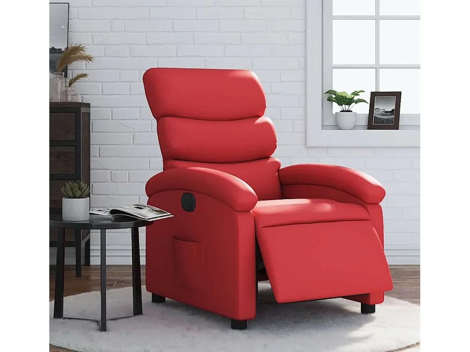 Poltrona| Poltrona Confortável | Poltrona reclinável elétrica couro artificial SHL570198 Vermelho