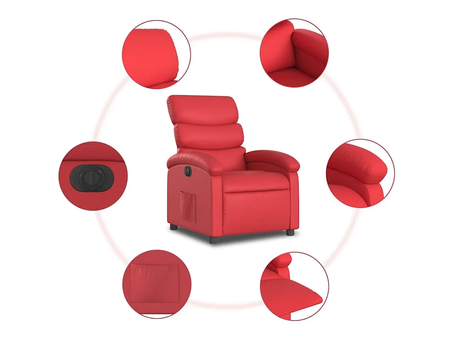 Poltrona| Poltrona Confortável | Poltrona reclinável elétrica couro artificial SHL570198 Vermelho