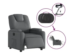 Outlet Poltrona Confortável | Poltrona reclinável elétrica couro artificial SHL825648 Cinzento