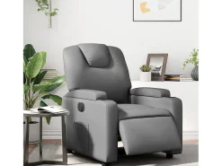 Outlet Poltrona Confortável | Poltrona reclinável elétrica couro artificial SHL825648 Cinzento