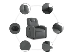 Outlet Poltrona Confortável | Poltrona reclinável elétrica couro artificial SHL825648 Cinzento