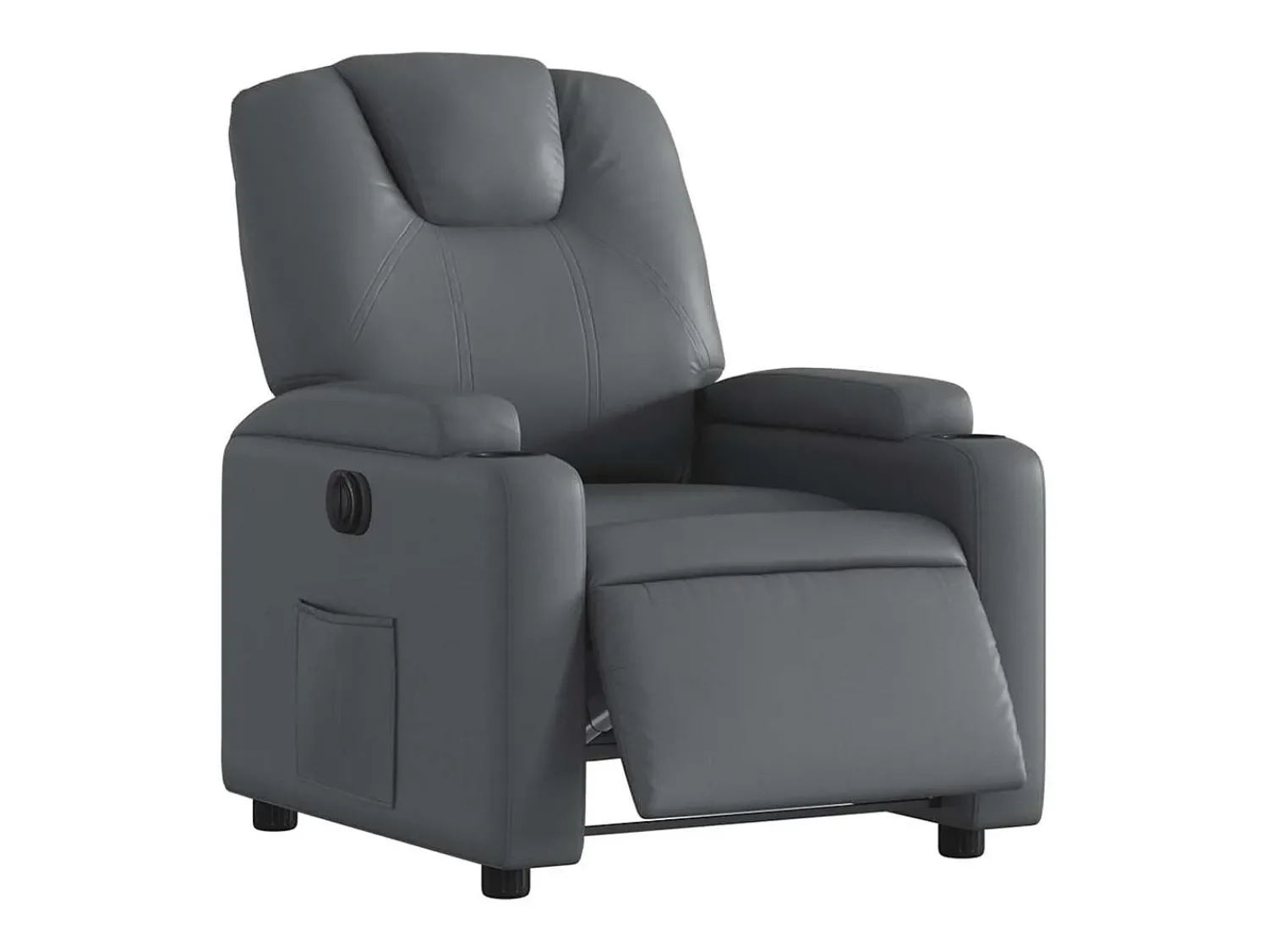 Outlet Poltrona Confortável | Poltrona reclinável elétrica couro artificial SHL825648 Cinzento