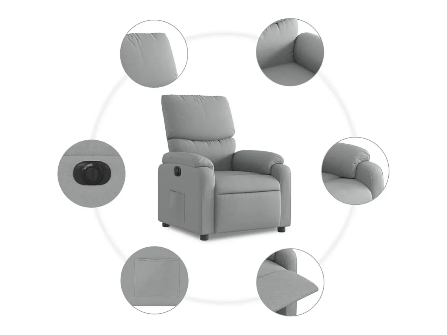 Poltrona Confortável | Poltrona reclinável elétrica tecido -claro SHL415360^ Poltrona