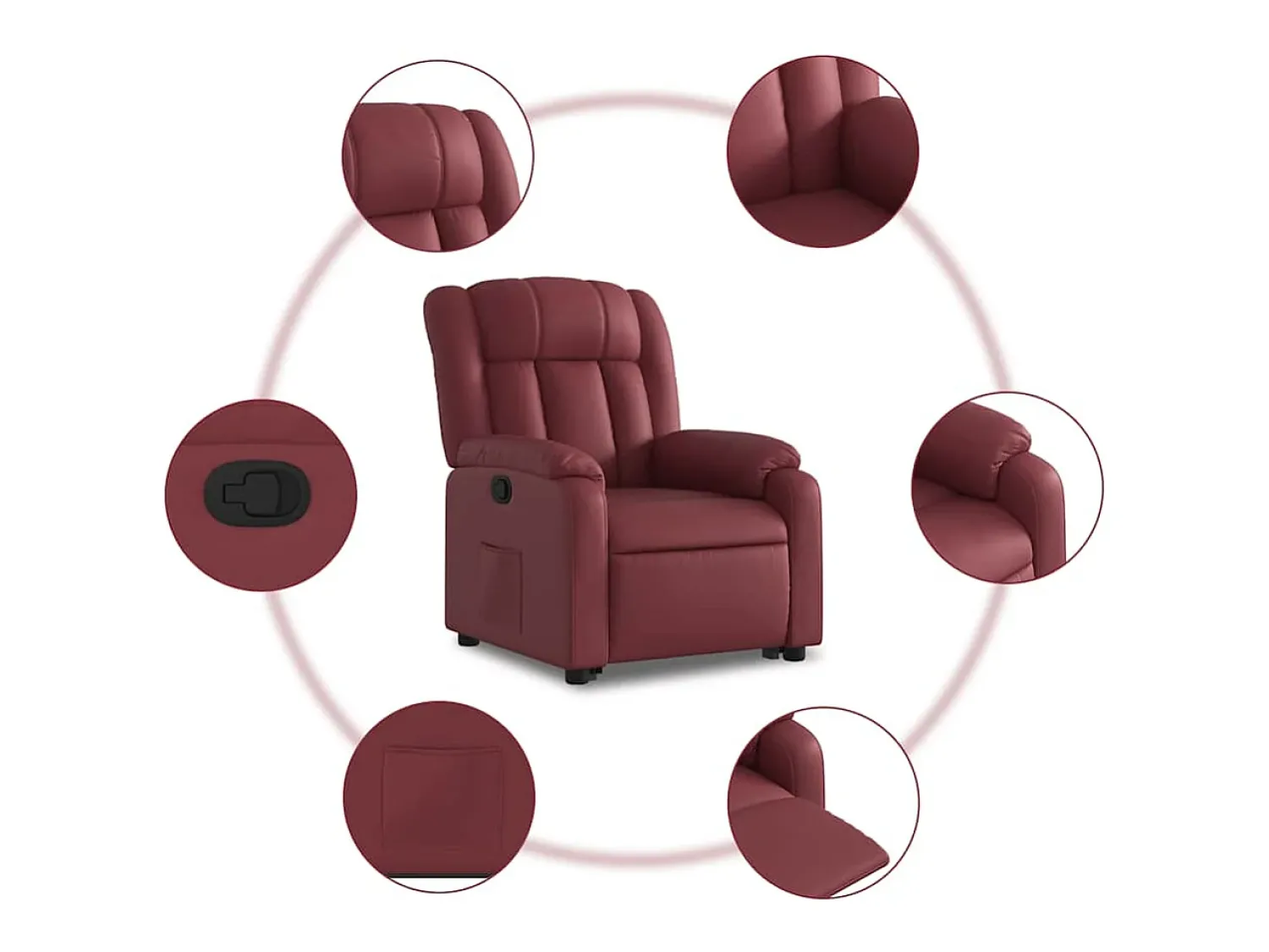 New Poltrona Confortável | Poltrona reclinável elevatória couro artificial tinto SHL301472 Vermelho