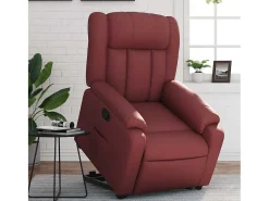 New Poltrona Confortável | Poltrona reclinável elevatória couro artificial tinto SHL301472 Vermelho