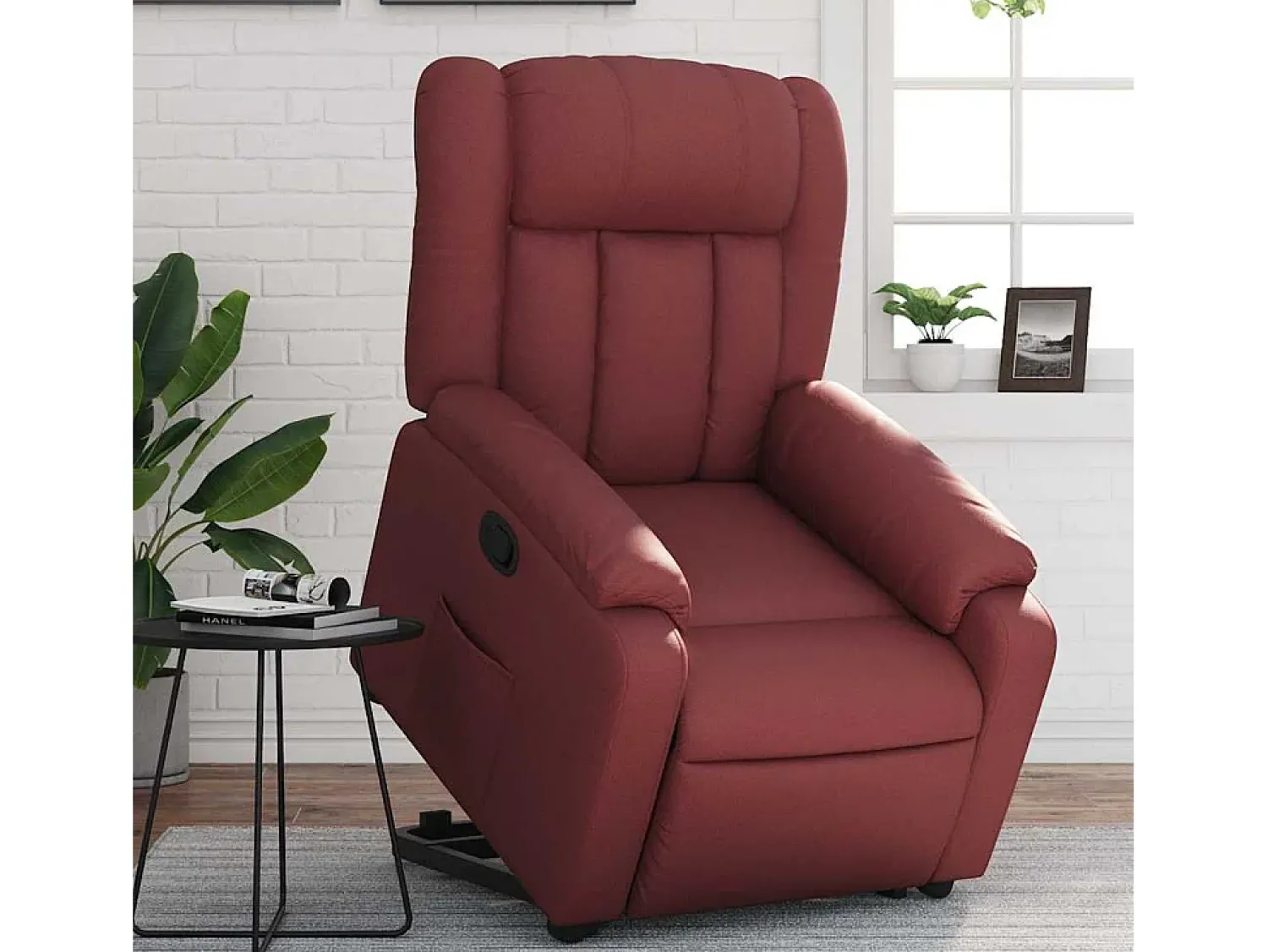 New Poltrona Confortável | Poltrona reclinável elevatória couro artificial tinto SHL301472 Vermelho