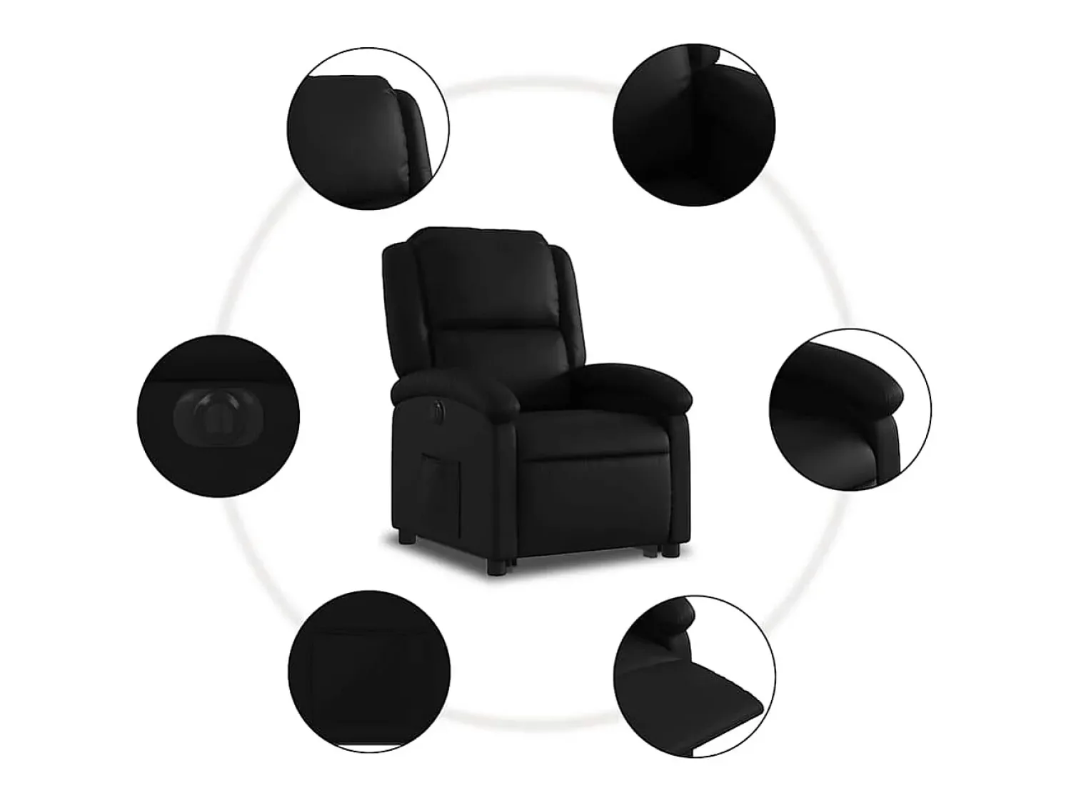 Poltrona* Poltrona Confortável | Poltrona reclinável elevatória elétrica couro artificial SHL611829 Preto