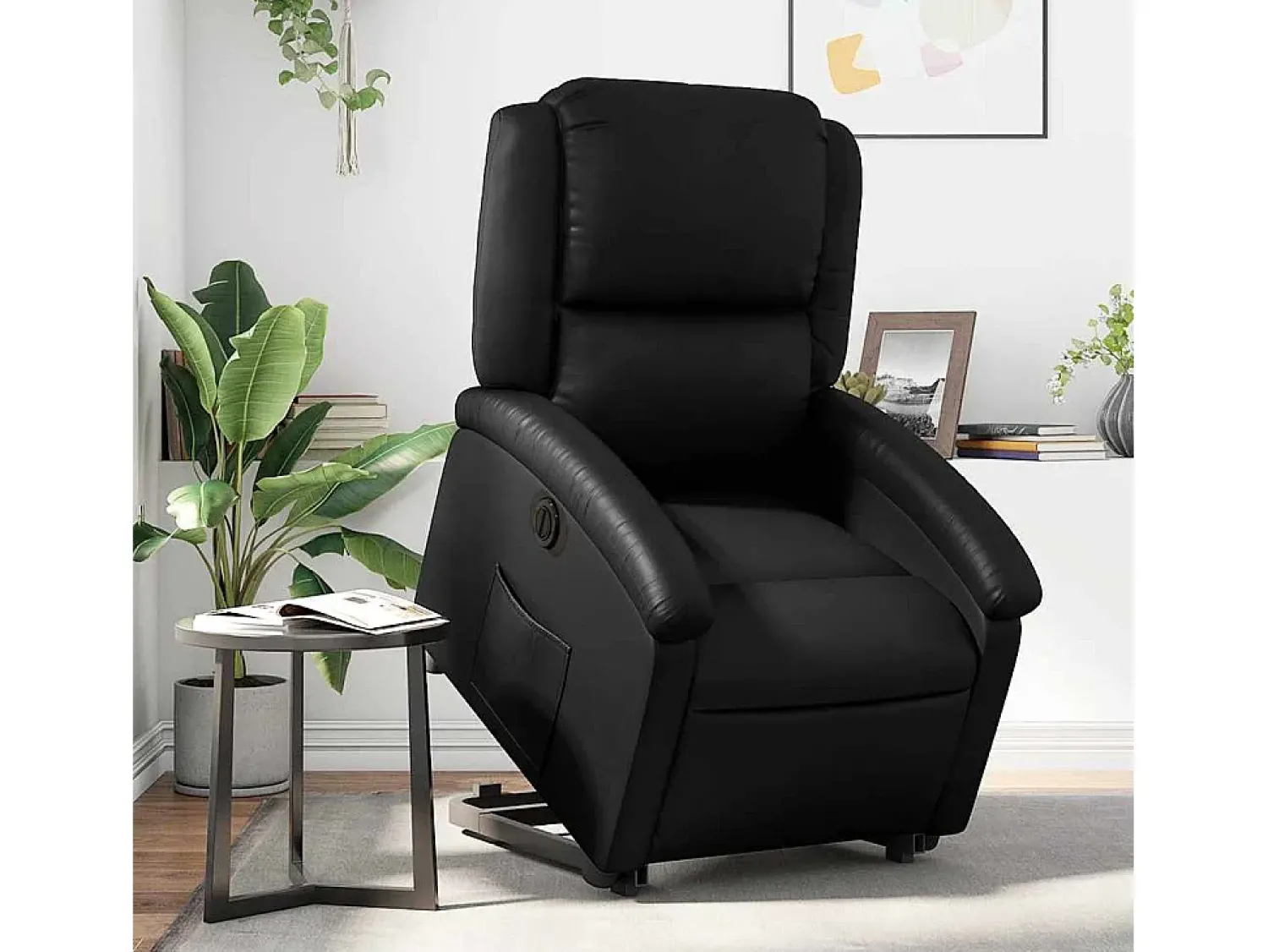 Poltrona* Poltrona Confortável | Poltrona reclinável elevatória elétrica couro artificial SHL611829 Preto
