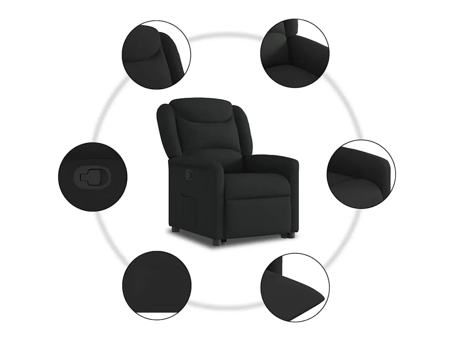 Sale Poltrona Confortável | Poltrona reclinável elevatória tecido SHL555965 Preto