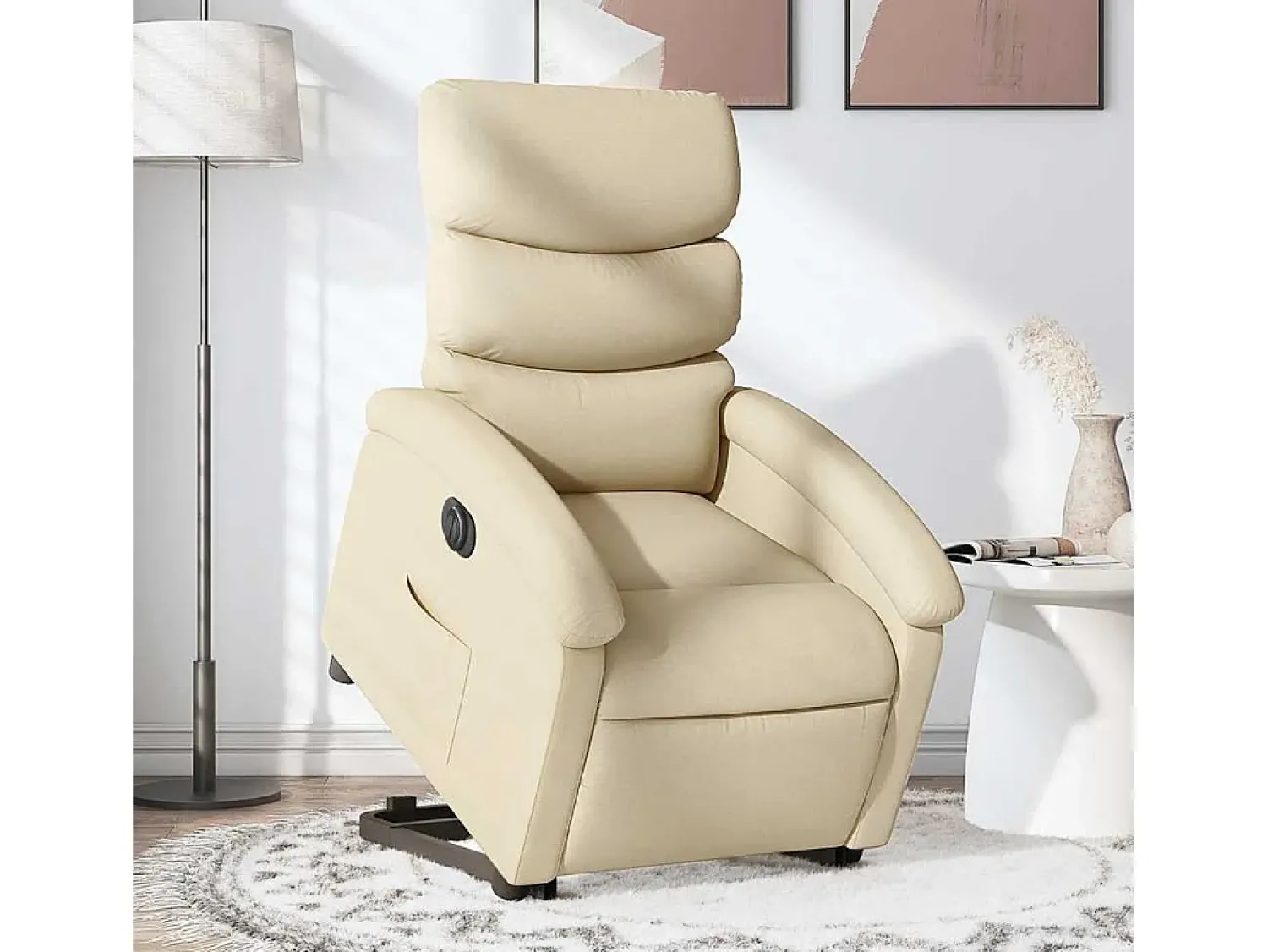 Poltrona* Poltrona Confortável | Poltrona reclinável elevatória elétrica tecido cor SHL355654 Creme