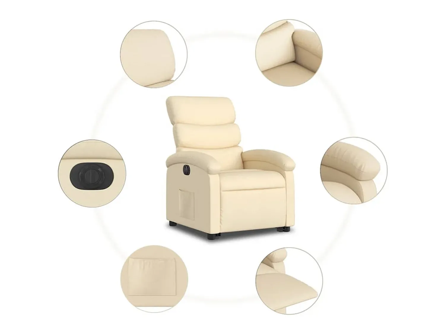 Poltrona* Poltrona Confortável | Poltrona reclinável elevatória elétrica tecido cor SHL355654 Creme