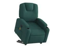 New Poltrona Confortável | Poltrona reclinável elevatória de massagens tecido verde-escuro SHL236187 Verde pinho