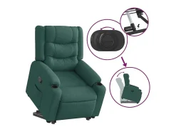 Poltrona Confortável | Poltrona reclinável elevatória tecido verde-escuro SHL702551^ Poltrona