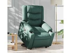 Poltrona Confortável | Poltrona reclinável elevatória tecido verde-escuro SHL702551^ Poltrona