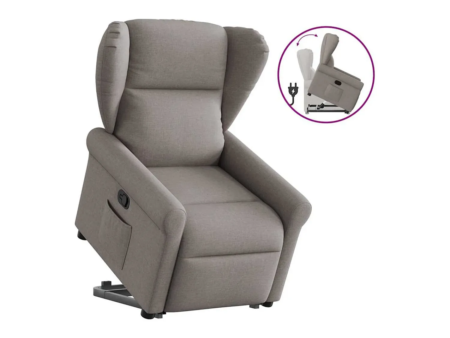 Poltrona* Poltrona Confortável | Poltrona reclinável elevatória tecido cinzento-acastanhado SHL947804 Taupe