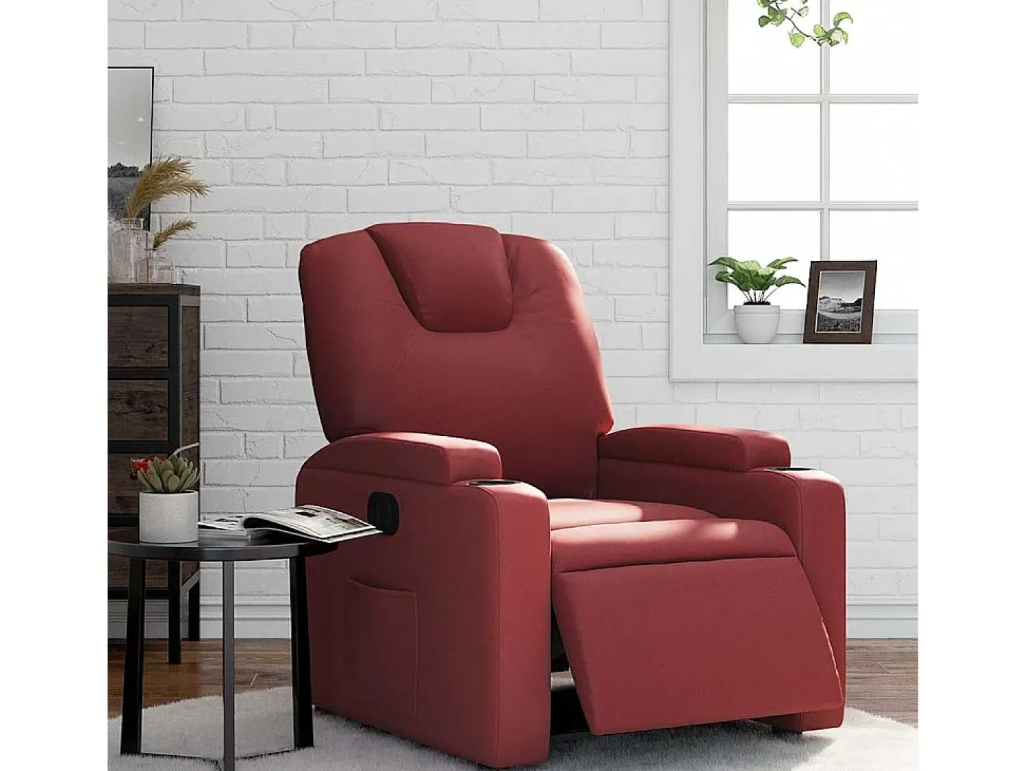 Poltrona* Poltrona Confortável | Poltrona reclinável elétrica couro artificial tinto SHL394324 Vermelho