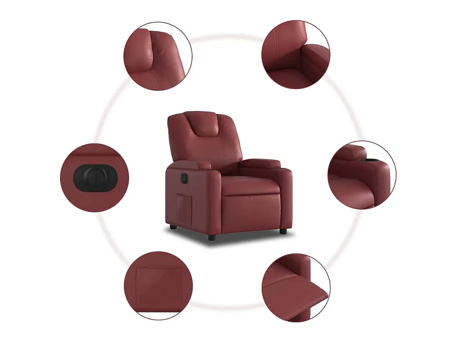 Poltrona* Poltrona Confortável | Poltrona reclinável elétrica couro artificial tinto SHL394324 Vermelho