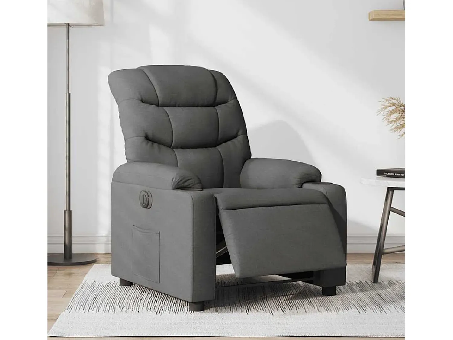 Poltrona Confortável | Poltrona reclinável elétrica tecido cinzento-escuro SHL158991^ Poltrona