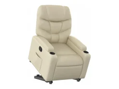 Best Poltrona Confortável | Poltrona reclinável elevatória couro artificial cor SHL878220 Creme