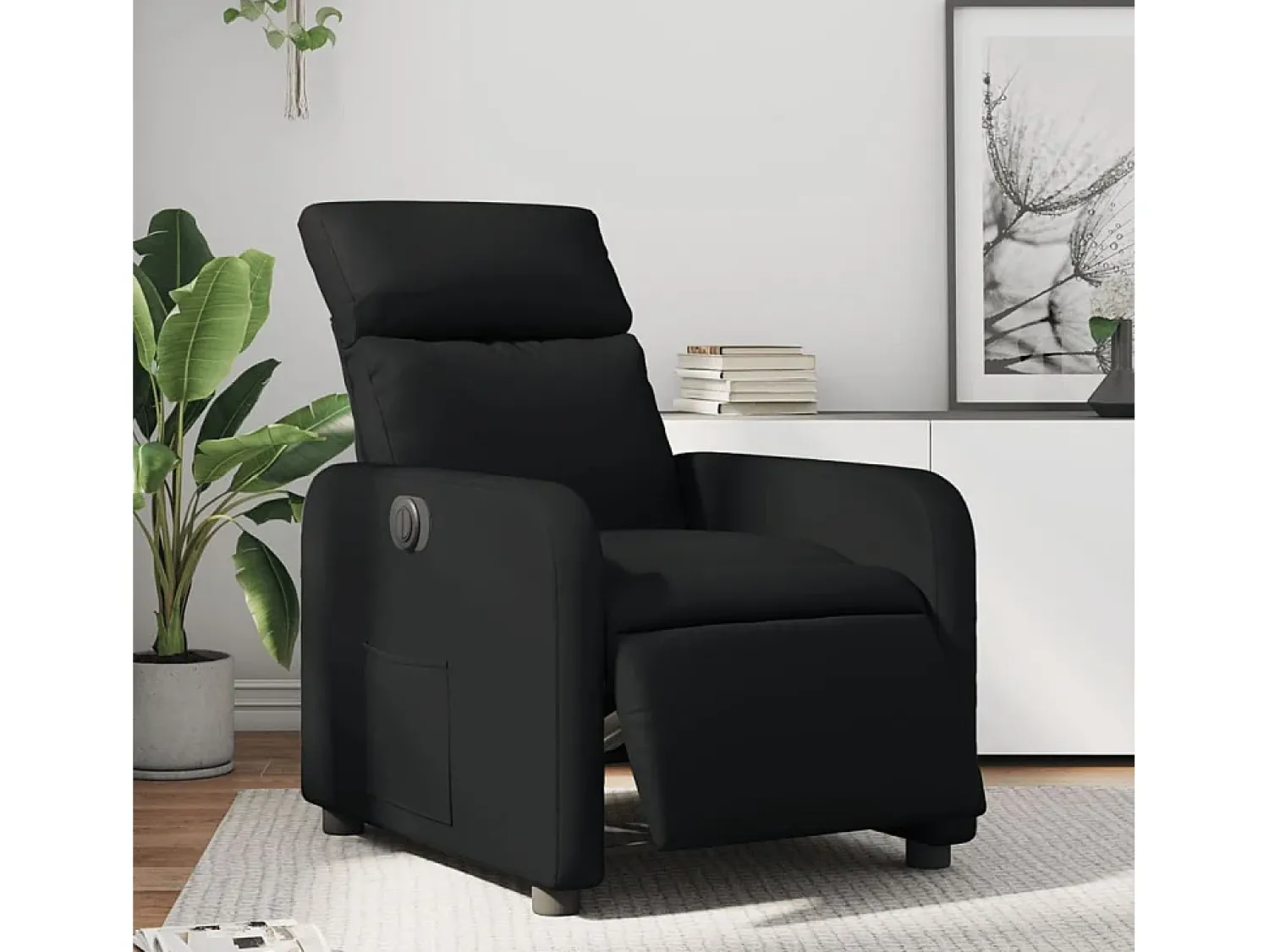 Sale Poltrona Confortável | Poltrona reclinável elétrica couro artificial SHL830730 Preto