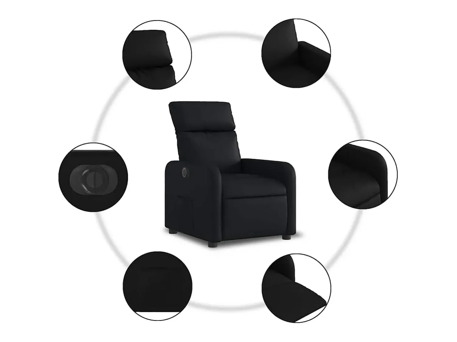 Sale Poltrona Confortável | Poltrona reclinável elétrica couro artificial SHL830730 Preto