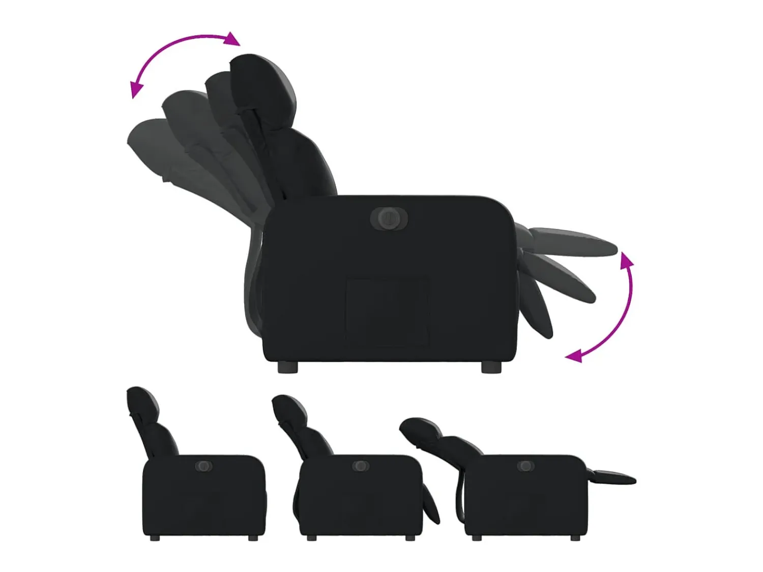 Sale Poltrona Confortável | Poltrona reclinável elétrica couro artificial SHL830730 Preto
