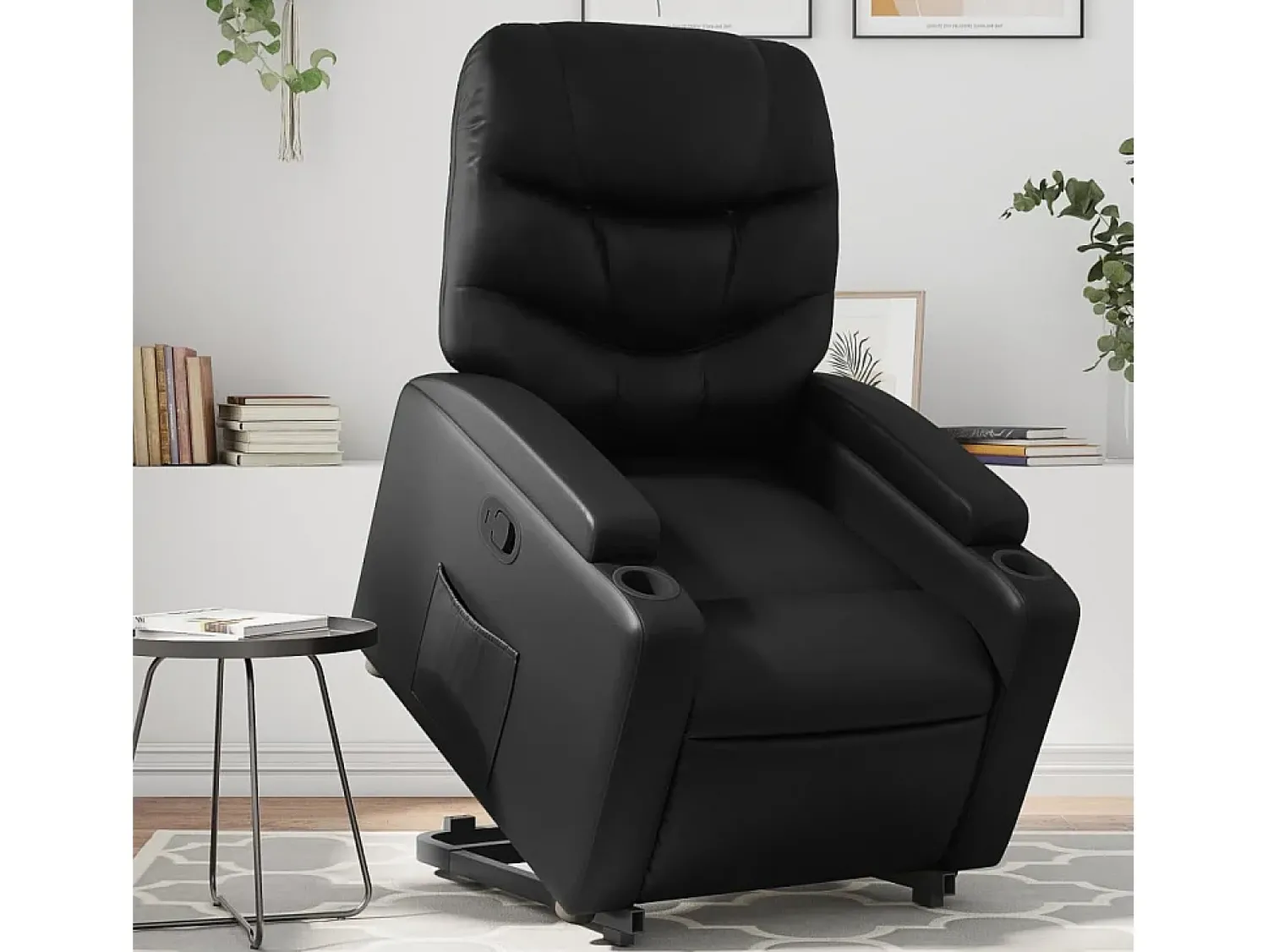 Outlet Poltrona Confortável | Poltrona reclinável elevatória couro artificial SHL307687 Preto