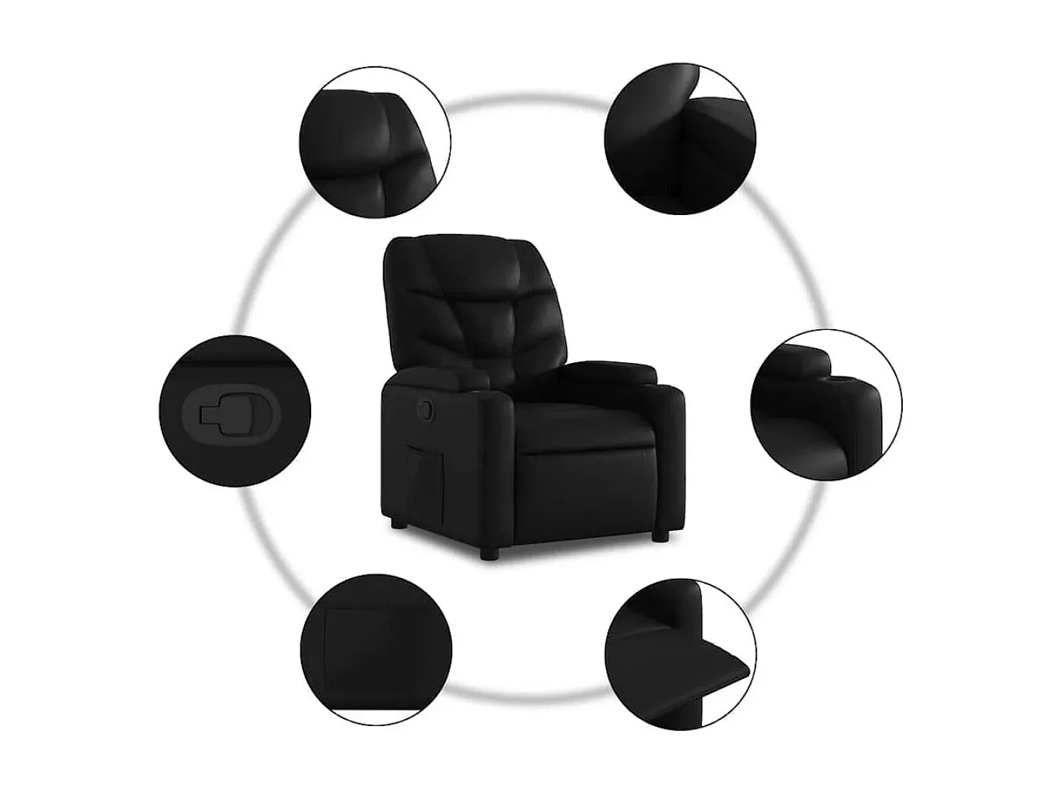 Outlet Poltrona Confortável | Poltrona reclinável elevatória couro artificial SHL307687 Preto