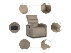 Poltrona| Poltrona Confortável | Poltrona reclinável elétrica couro artificial cor cappuccino SHL966184 Castanho